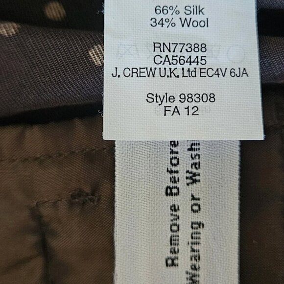 J.Crew Silk Cafe Capri, brown, size 8, polka dot - Picture 3 of 4